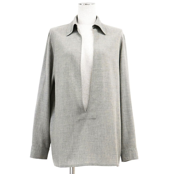 美品 エルメス マルジェラ期 ヴァルーズ ブラウス カシミヤ100% トップス 長袖シャツ レディース グレー 36 HERMES