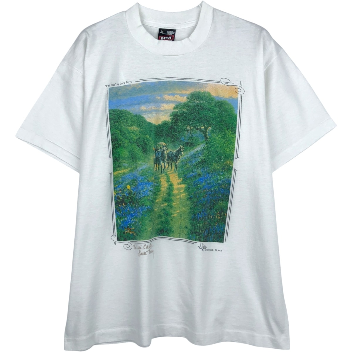 古着 90年代 フルーツオブザルーム FRUIT OF THE LOOM BEST 馬柄 アートTシャツ USA製 メンズL相当 ヴィンテージ/eaa643212