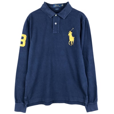 古着 ラルフローレン Ralph Lauren POLO RALPH LAUREN SLIM FIT ビッグポニー 長袖 ポロシャツ メンズM相当/eaa608208