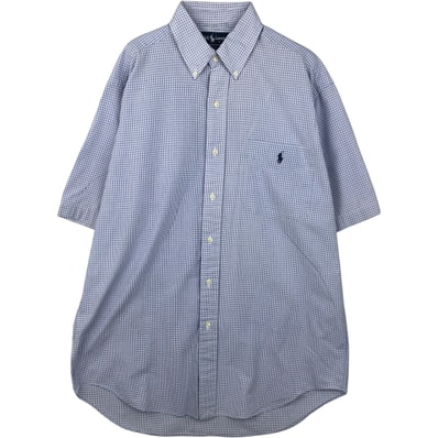 古着 ラルフローレン Ralph Lauren BLAKE 半袖 ボタンダウン チェックシャツ メンズM相当/eaa641180