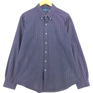 古着 ラルフローレン Ralph Lauren CUSTOM FIT 長袖 ボタンダウンチェックシャツ メンズXL相当/eaa541130