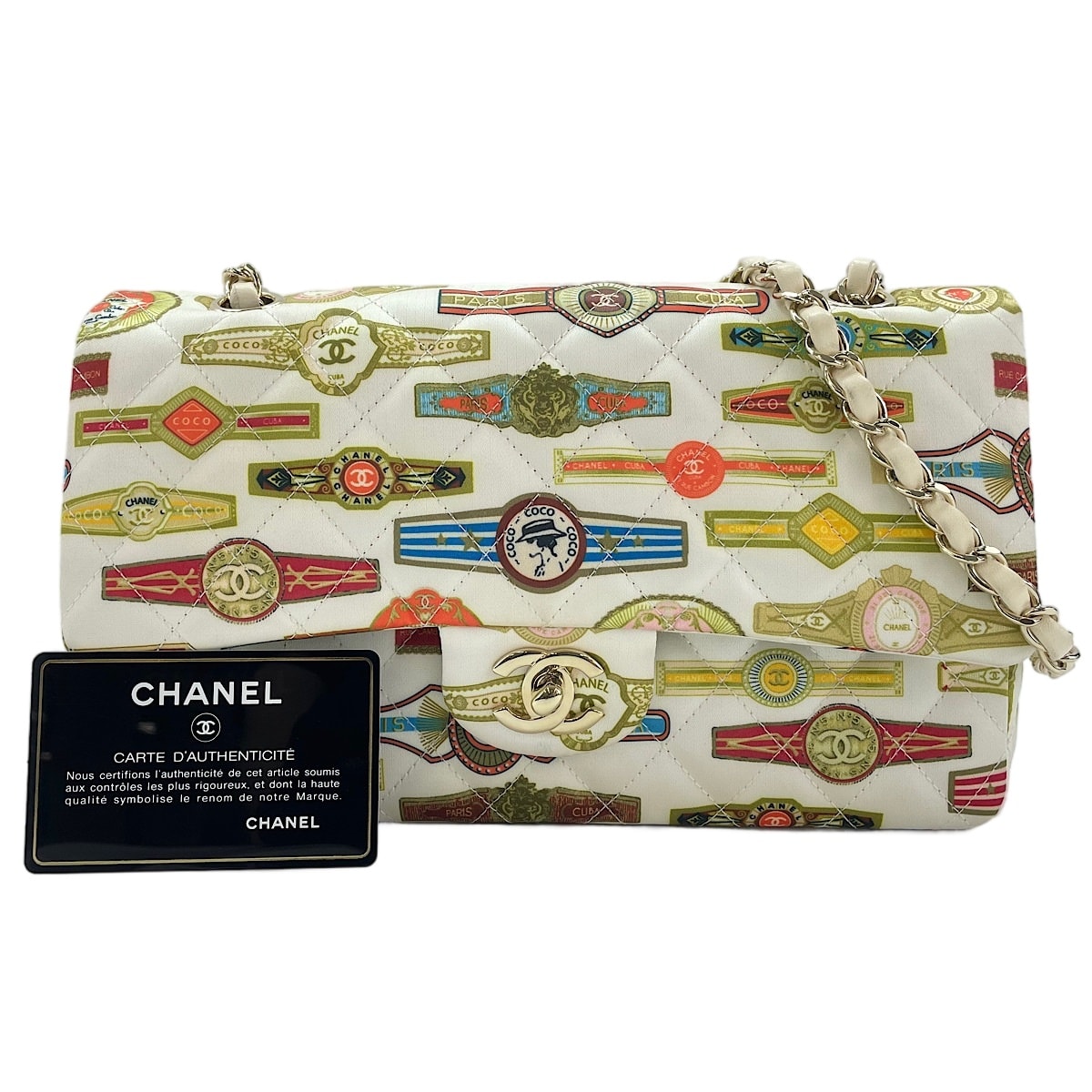シャネル CHANEL サテン マトラッセ キューバコレクション 25 ダブルフラップ ショルダーバッグ【中古】