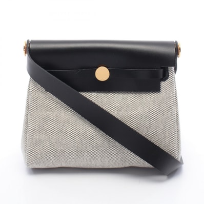 エルメス HERMES エールバッグジップ ミニ ショルダーバッグ バッグ キャンバス レザー トワルアッシュ / ヴァッシュハンター トワルアッシュ エクリュ K刻印(2025年製造) レディース グレー系 / ブラック系 【中古】