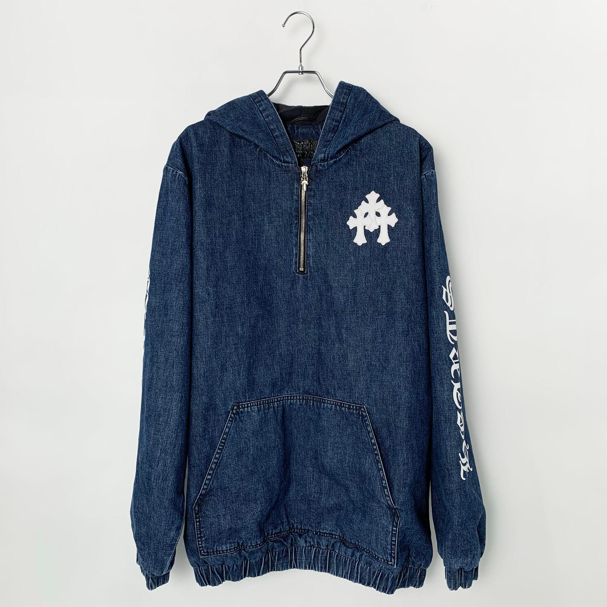 Chrome Hearts Half Zip Denim Anorak Hoodie "Blue/White"
