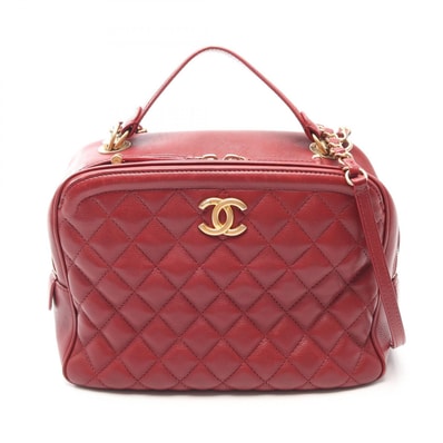 シャネル CHANEL マトラッセ トップハンドル 2WAY ショルダーバッグ バッグ レザー レディース レッド系 【中古】