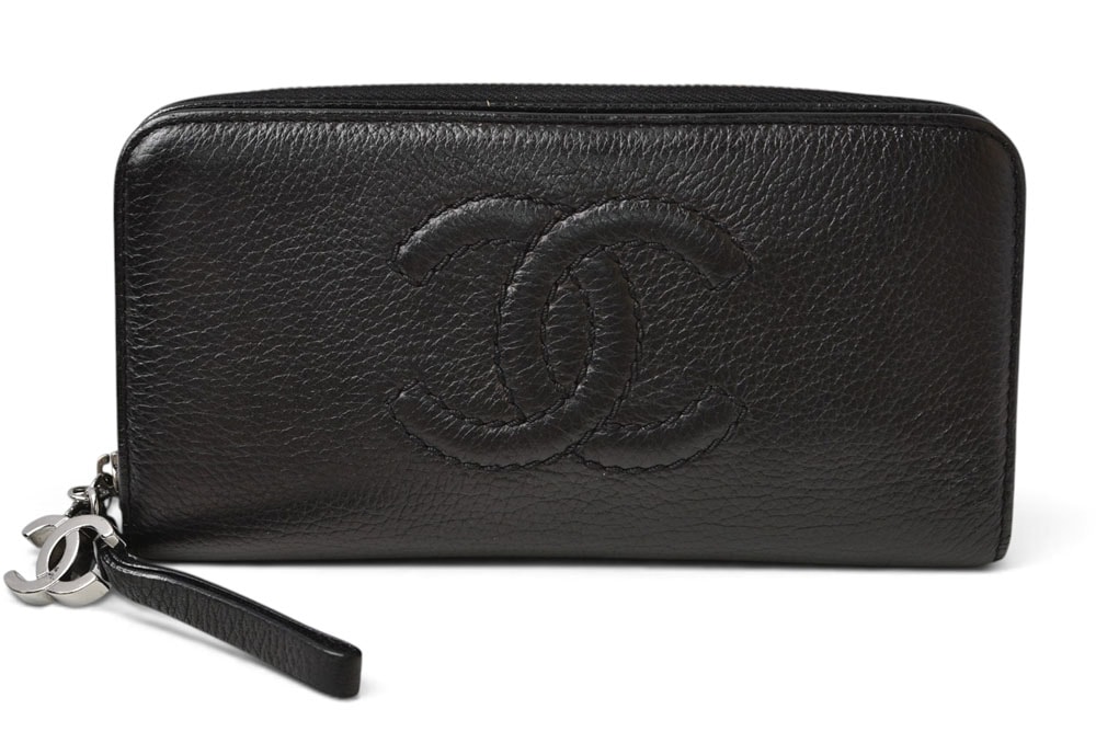 シャネル 財布 CHANEL ヴィンテージ 長財布 CCステッチ/ココマーク ブラック【中古】