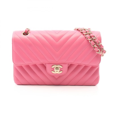 シャネル CHANEL シェブロン Vステッチ ショルダーバッグ バッグ ラムスキン(羊革) レディース ピンク系 A01113 【中古】