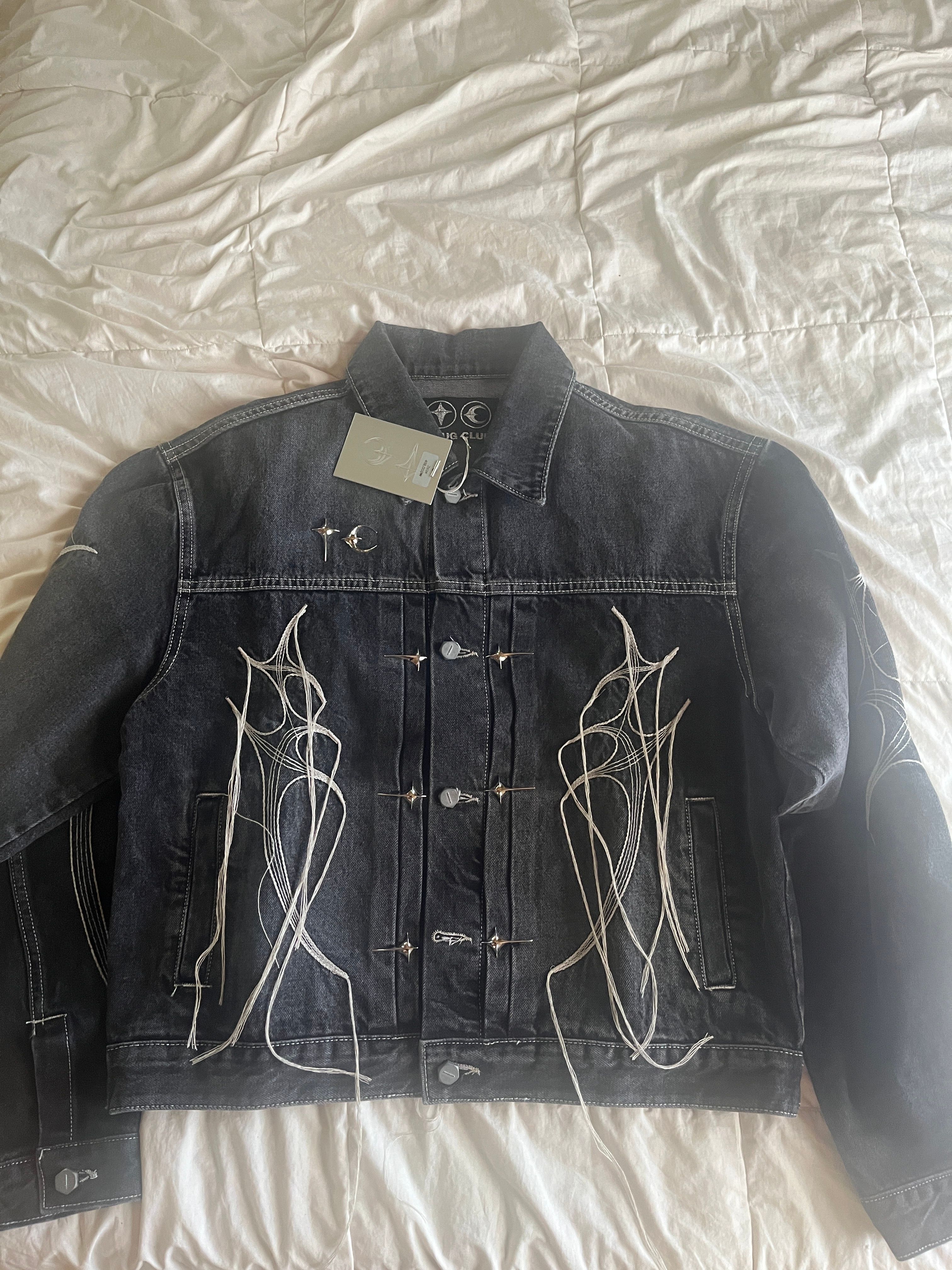 THUG CLUB Tribal Tree Denim Jacket "Black"