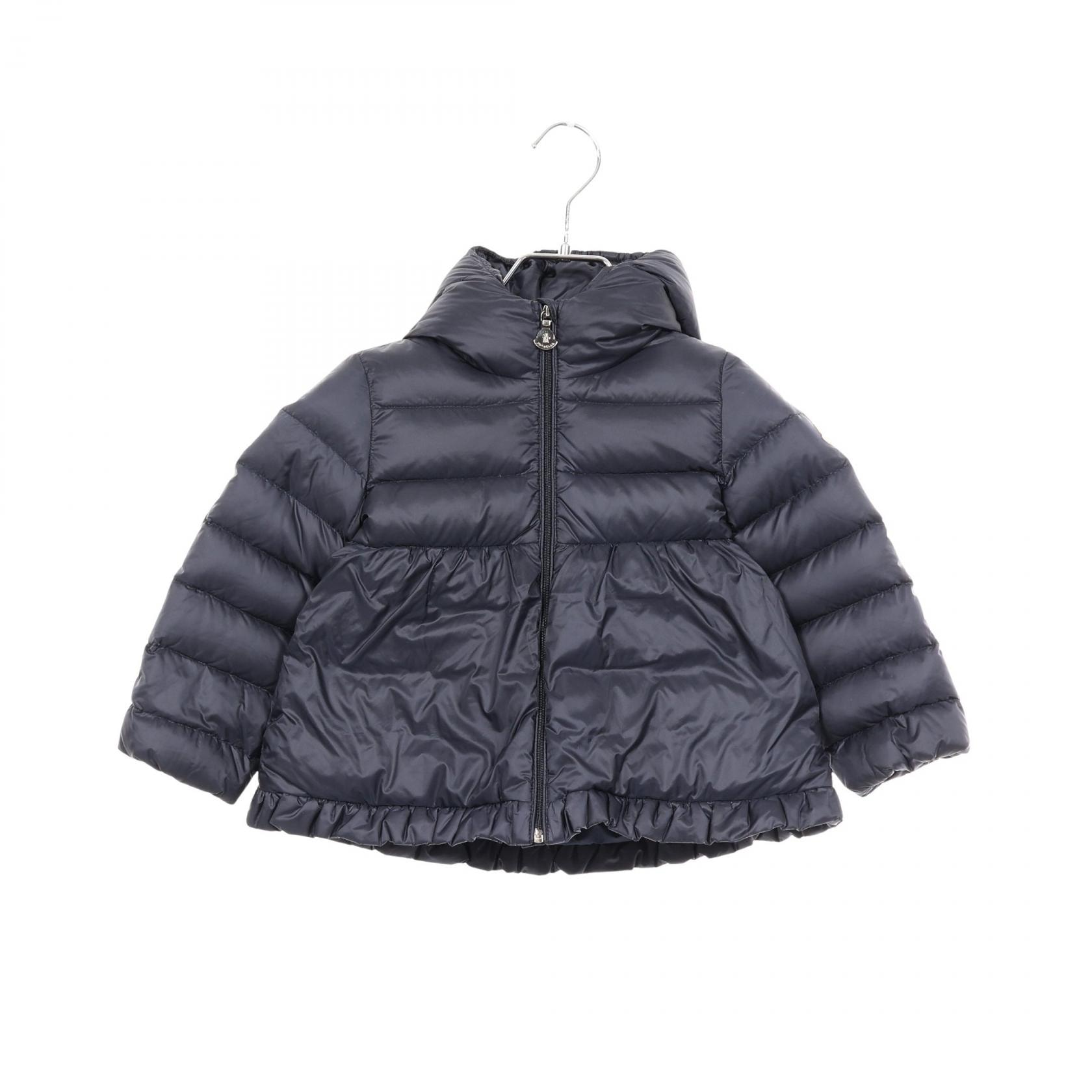 モンクレール MONCLER ODILE キッズ フード付き ダウンジャケット 衣料品 アウター ナイロン レディース ネイビー系 【中古】
