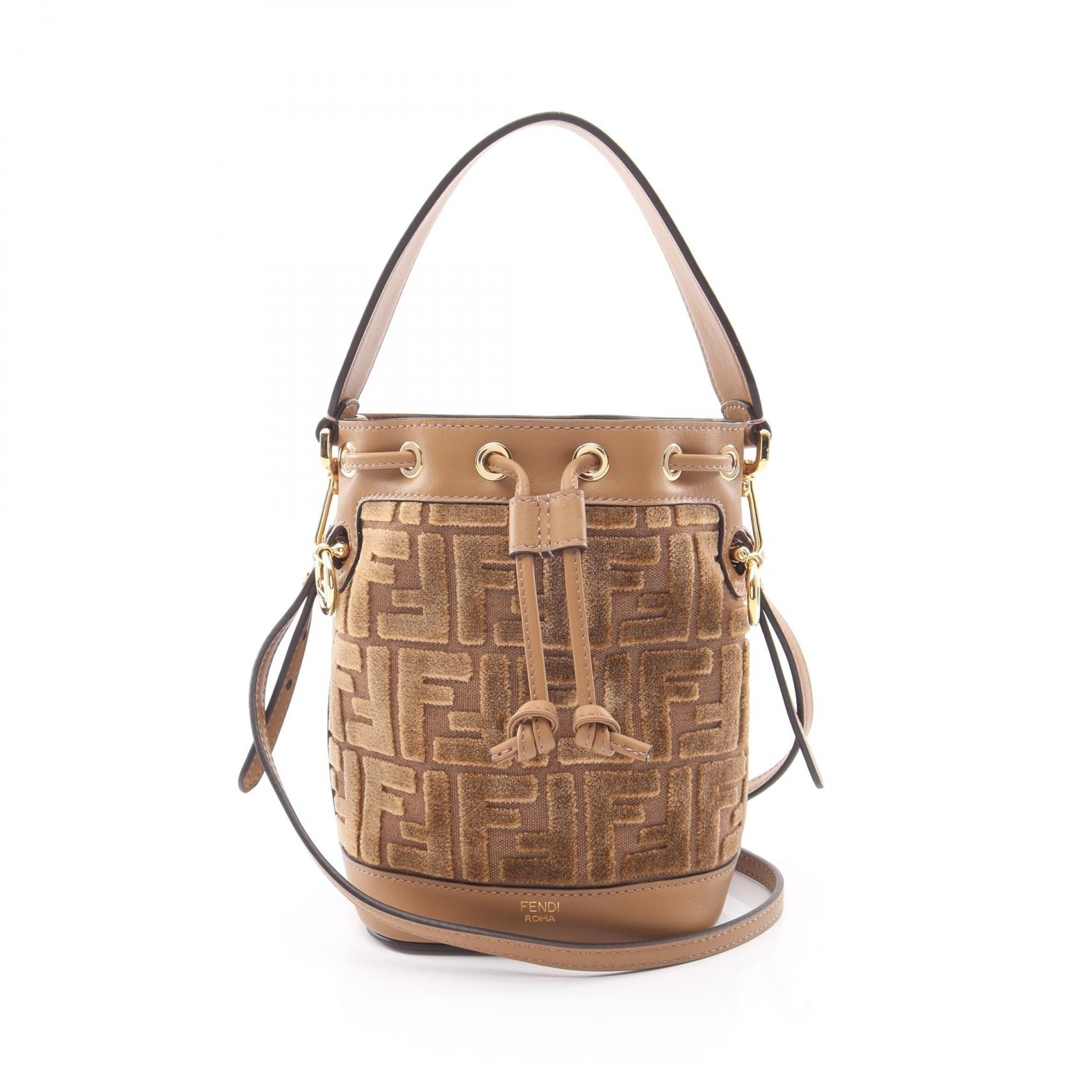 フェンディ FENDI ミニ モン トレゾール 2WAY ハンドバッグ バッグ レザー ファブリック レディース グレー系 8BS093AT14F19P8 【新品】