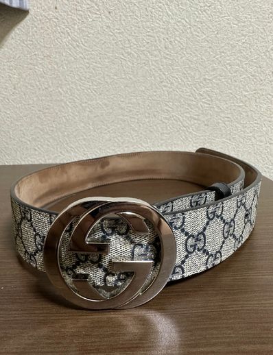 GUCCI GG Supreme Belt With G Buckle "Beige/Ebony"
