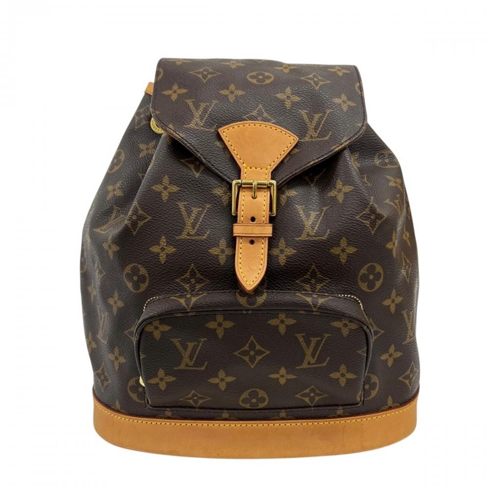 LOUIS VUITTON ルイヴィトン リュック モンスリMM モノグラム M51136 モノグラムキャンバス ヌメ革 ブラウン 茶 レディース【中古品】