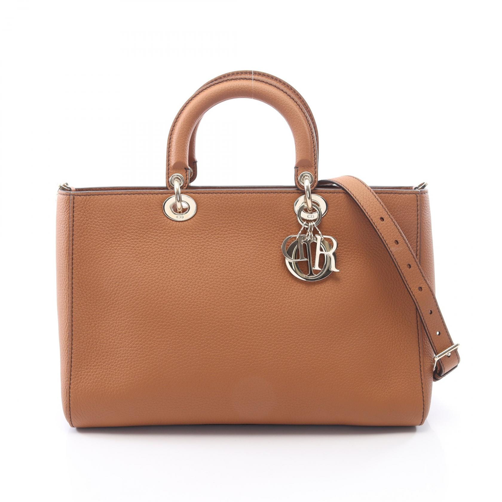 ディオール Dior Lady D-Sire ラージ 2WAY ハンドバッグ バッグ レザー レディース ブラウン系 【中古】