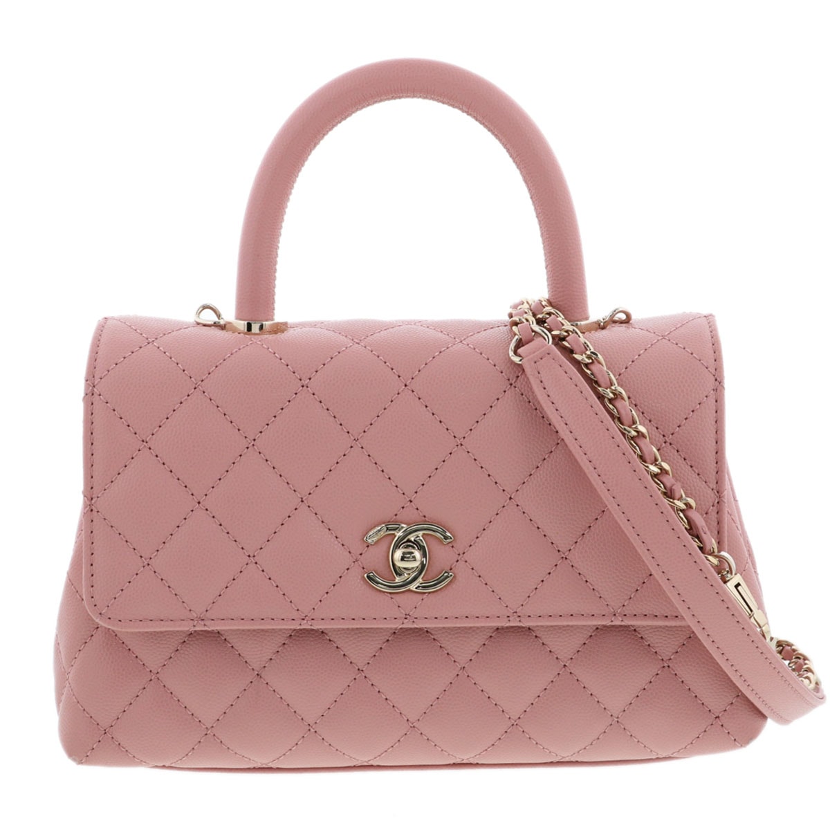 CHANEL シャネル ココハンドル XS ハンドバッグ A92990 キャビアスキン ピンク  レディース【中古】