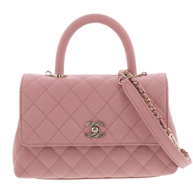CHANEL シャネル ココハンドル XS ハンドバッグ A92990 キャビアスキン ピンク レディース【中古】