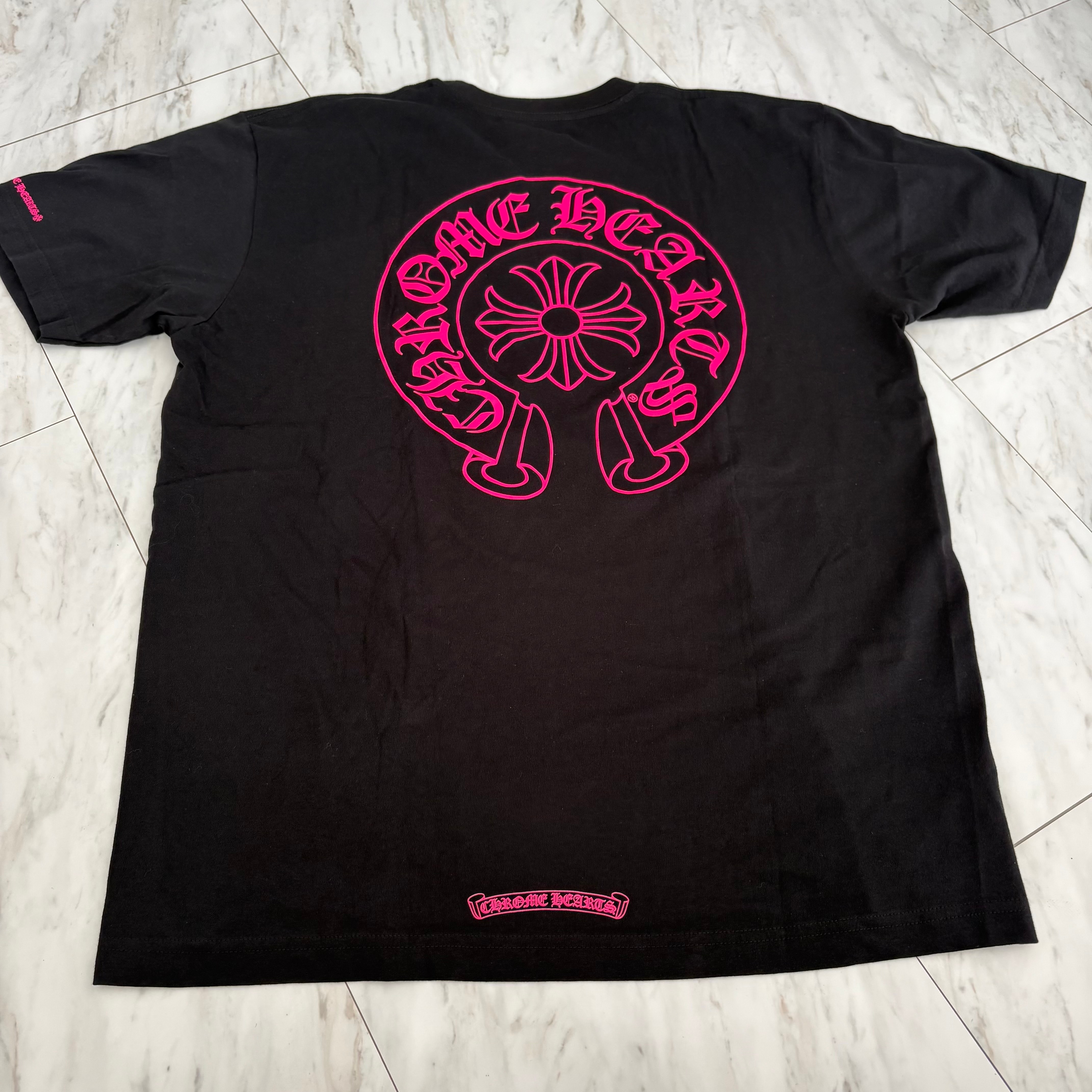 Chrome Hearts Pink Logo Horseshoe S/S Pocket Tee "Black"