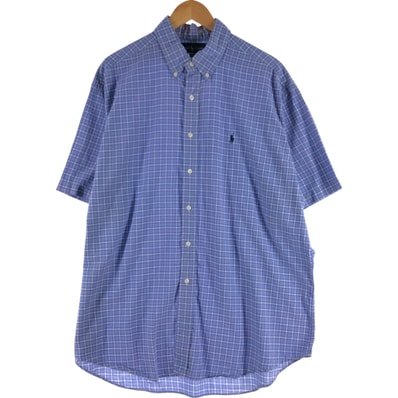 古着 ラルフローレン Ralph Lauren BLAKE 半袖 ボタンダウン チェックシャツ メンズXL相当/eaa539490