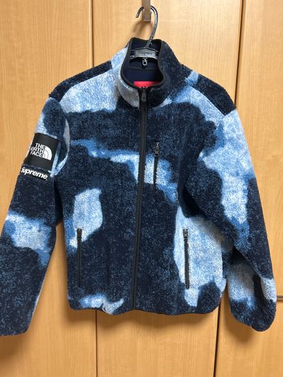 Supreme x The North Face Bleached Denim Print Fleece Jacket "Indigo"