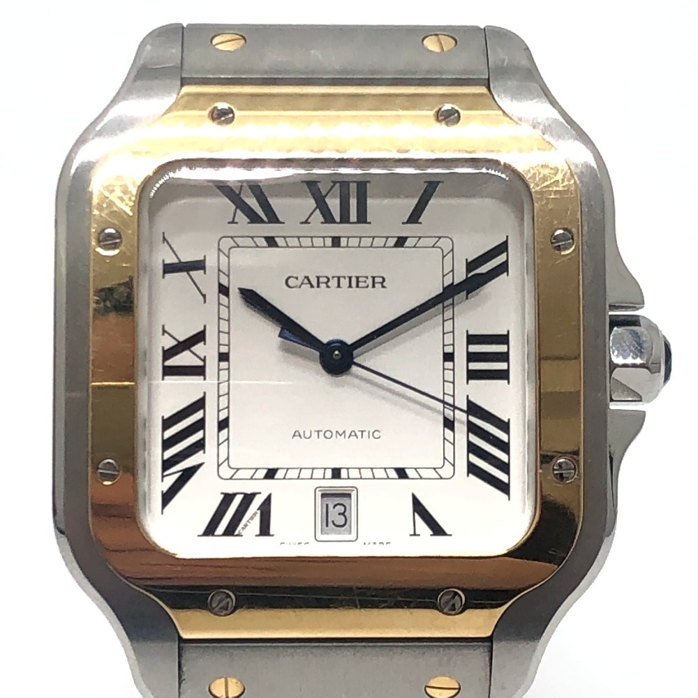 カルティエ CARTIER サントス ドゥカルティエ LM W2SA0006 純正交換ベルト2本付き 自動巻き ウォッチ 腕時計 SS/18K シルバー