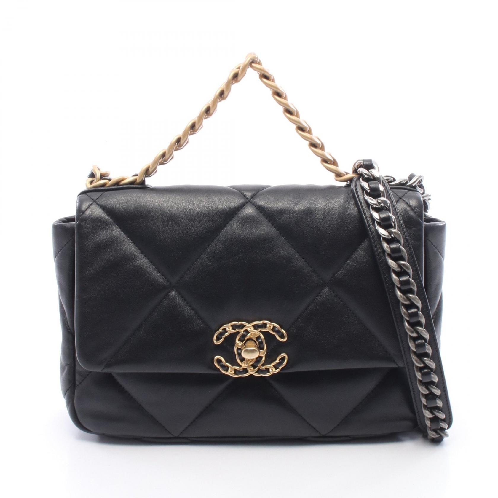シャネル CHANEL 19 ディズヌフ マトラッセ ショルダーバッグ バッグ レザー レディース ブラック系 AS1160 【中古】