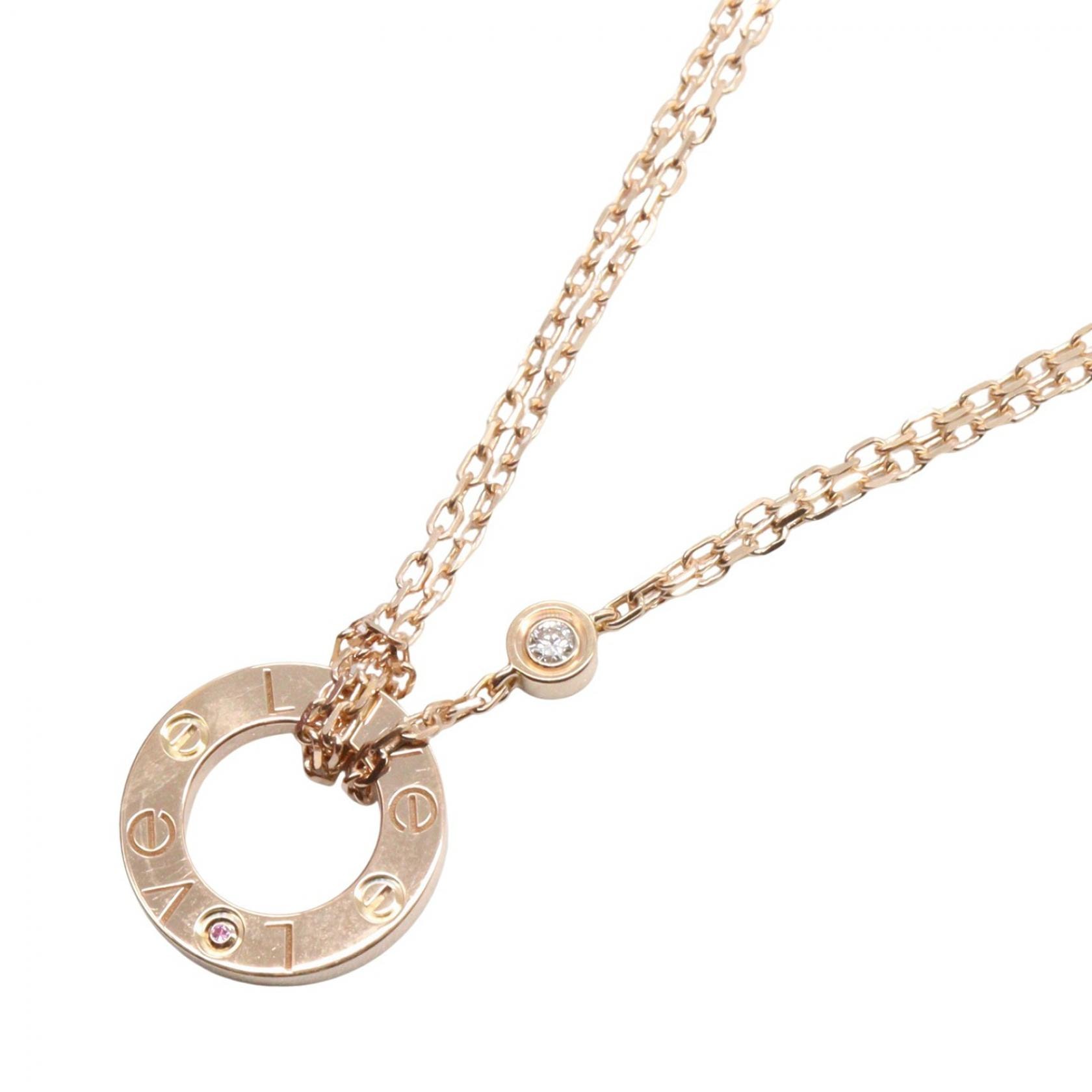 カルティエ CARTIER ラブサークル 1PD ピンクサファイア ネックレス ネックレス ジュエリー K18PG(ピンクゴールド) ダイヤモンド ピンクサファイア レディース ゴールド系 / ピンク系 / クリア系 B7218300 【中古】