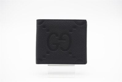 極美品 GUCCI グッチ ジャンボGG レザー コインウォレット 739479 二つ折り財布 ブラック レザー メンズ