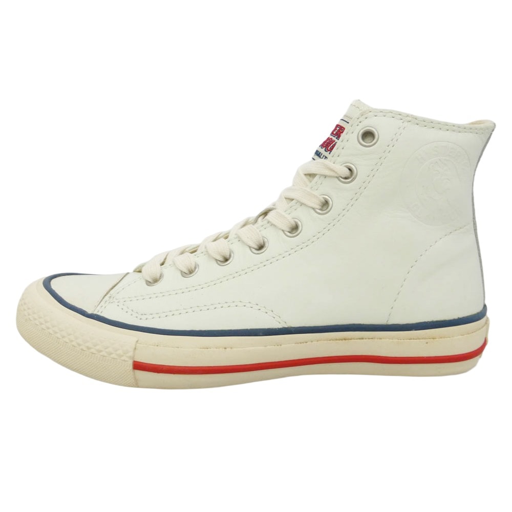HYSTERIC GLAMOUR ヒステリックグラマー ロゴ レザー ハイカット スニーカー オフホワイト系 6【中古】