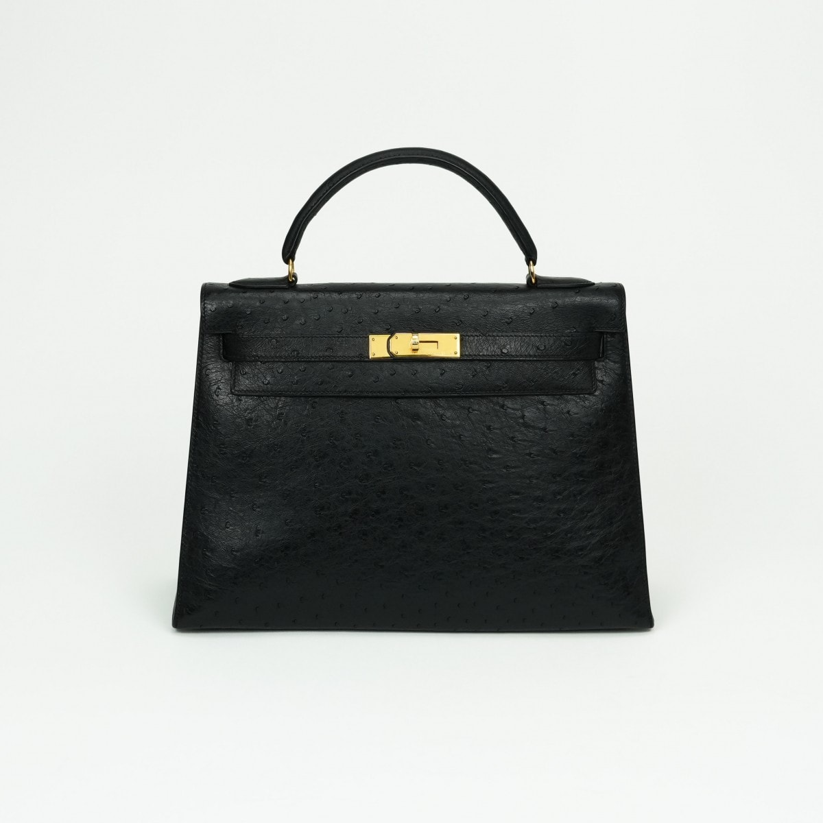 エルメス HERMES ケリー32 ケリー 32 外縫い バッグ トートバッグ オーストリッチ ノワール noir ブラック Black 黒 ゴールド金具 ハンドバッグ 外縫い 2WAYバッグ