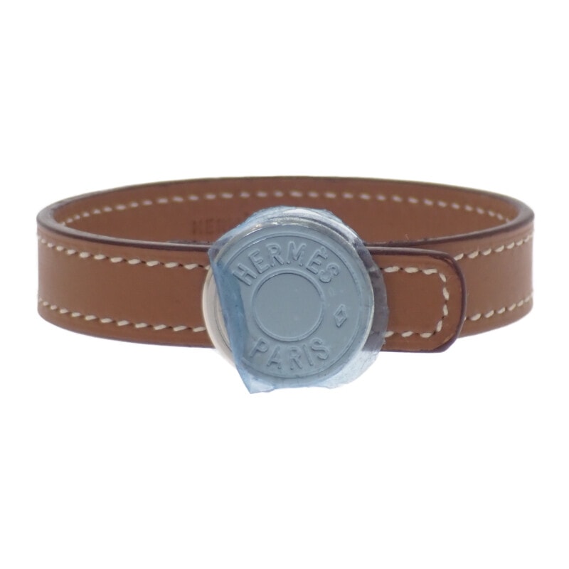 エルメス HERMES セリエ ルーピング ソルド品 ブレスレット レザー ブラウン ブラック シルバー金具 レディース メンズ【中古】【Aランク】