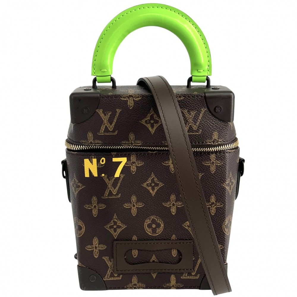 LOUIS VUITTON ルイヴィトン 2WAY ヴェルティカルボックストランク ハンドバッグ ショルダーバッグ 肩掛け 斜め掛け M59664 モノグラムキャンバス    ブラウン 茶 グリーン 緑 ゴールド金具 メンズ 美品【中古品】