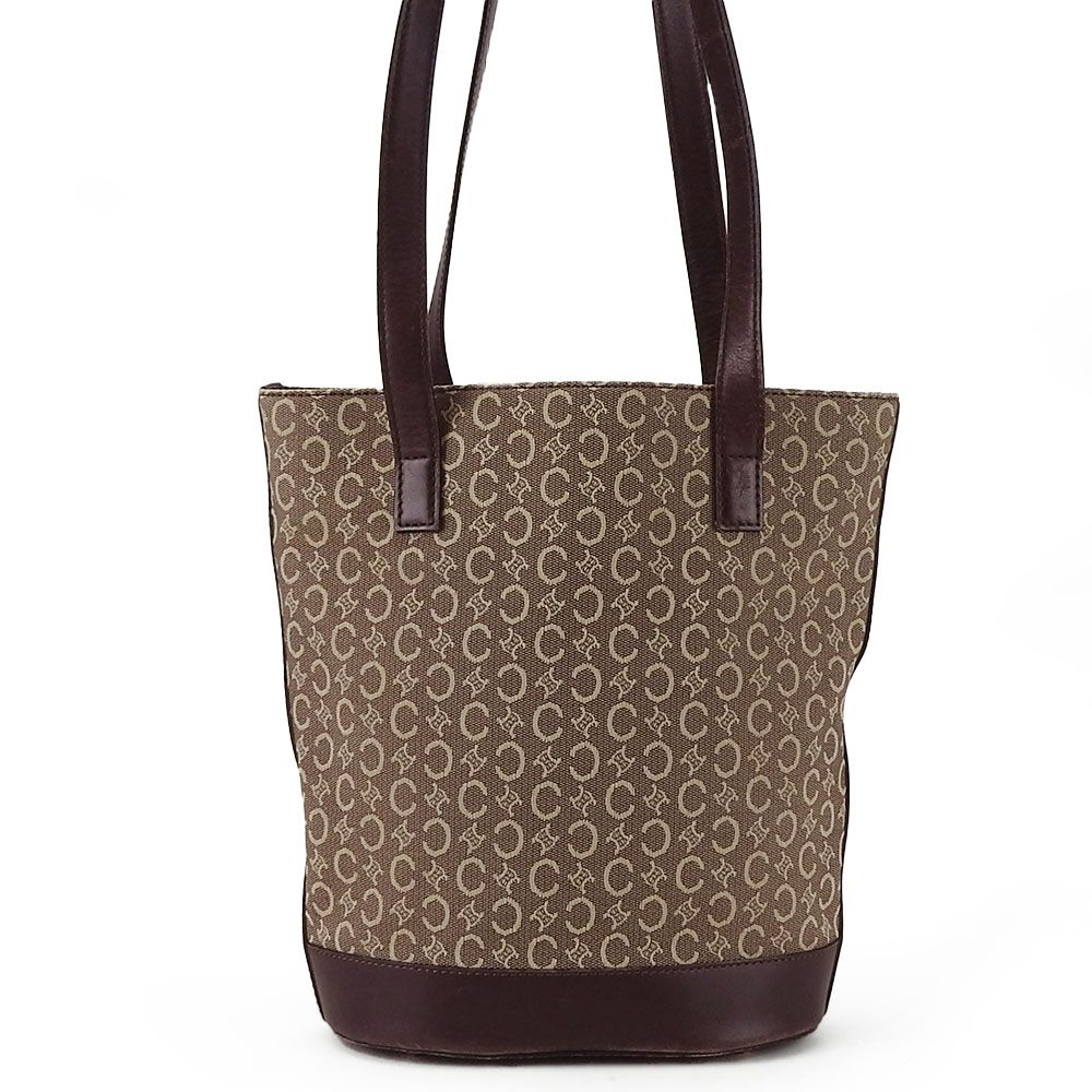 【中古】 セリーヌ トートバッグ サルキー キャンバス レザー ベージュ ダークブラウン 肩がけ バケツ型 レディース 女性 CELINE