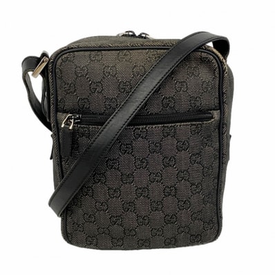【6fb2544-k】グッチ ショルダーバッグ 03136 デニム ブラック シルバー金具【中古】レディース