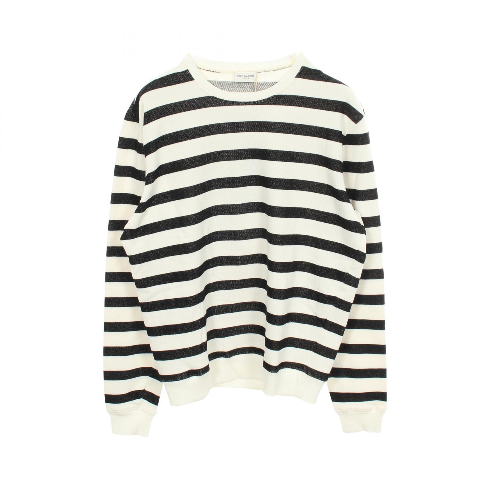 サンローランパリ SAINT LAURENT PARIS ボーダー スウェット 衣料品 トップス コットン レディース ホワイト系 / ブラック系 587972 【中古】