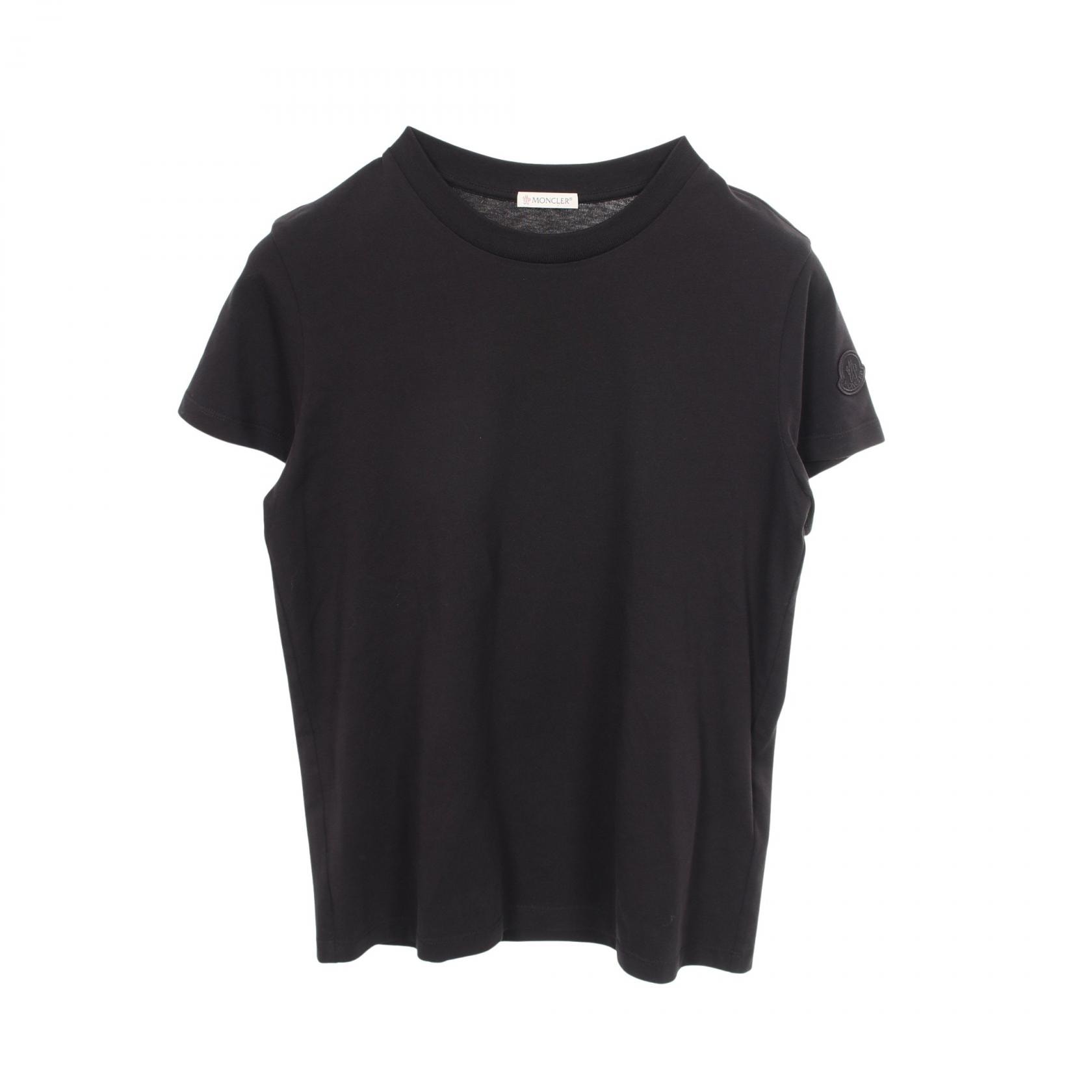 モンクレール MONCLER クルーネック 半袖Tシャツ 衣料品 トップス コットン レディース ブラック系 【中古】