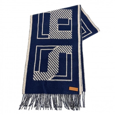HERMES エルメス マフラー レトル・オ・カレ ファッションアイテム カシミヤ ブルー 青 ベージュ レディース 秋 冬 美品【中古品】