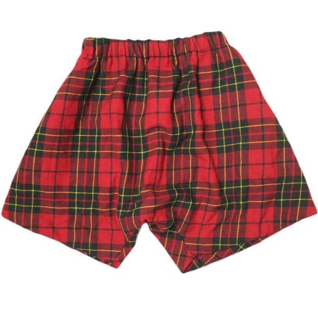 COMME des GARCONS コムデギャルソン 日本製 10AW タータンチェック ウールサルエルショーツ GF-P048 S RED イージー ペンギン ショートパンツ 中綿 ボトムス g21300