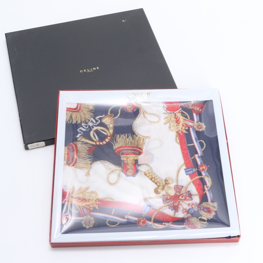 ■美品 セリーヌ 2点 セット タッセル 柄 ネイビー レッドスカーフ