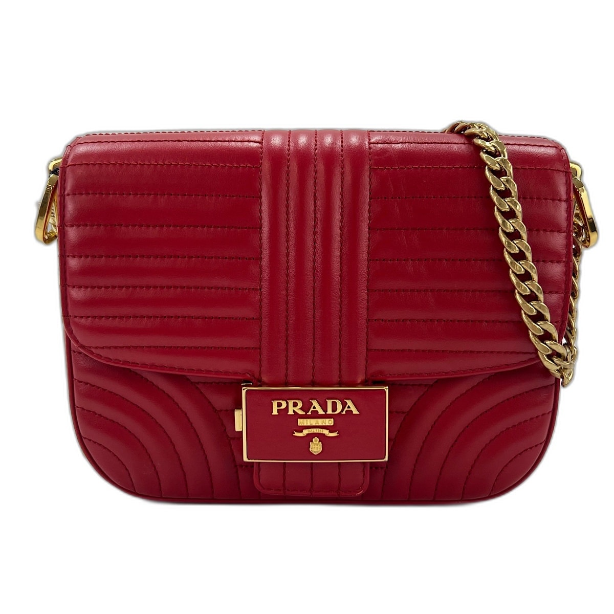 プラダ PRADA ダイアグラム キルティング ショルダーバッグ【中古】