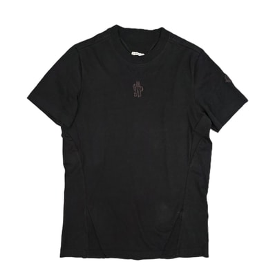MONCLER モンクレール Born To Protect ロゴ刺繍 ワッペン クルーネック 半袖Tシャツ I20918C00055 S コットン メンズ【中古】