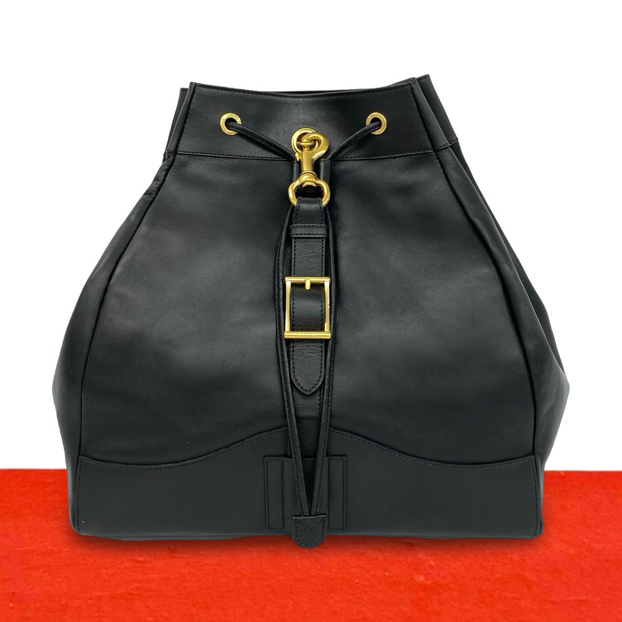 GUCCI グッチ ロゴ 金具 レザー リュックサック ブラック
 97056