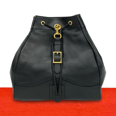 GUCCI グッチ ロゴ 金具 レザー リュックサック ブラック
97056