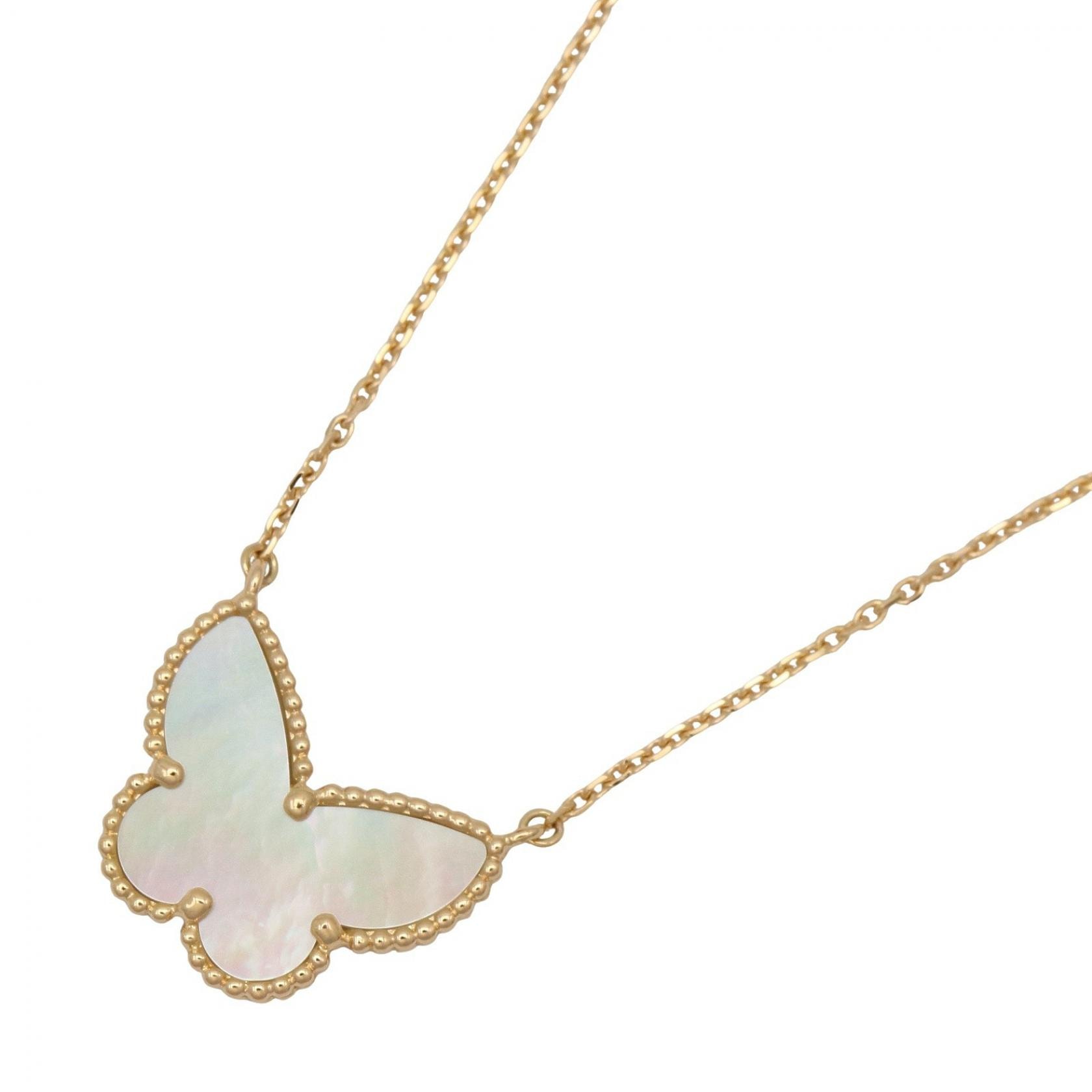 ヴァンクリーフ&アーペル Van Cleef & Arpels ラッキーアルハンブラ パピヨン ネックレス マザーオブパール ネックレス ジュエリー K18(イエローゴールド) マザーオブパール レディース ホワイト系 / ゴールド系