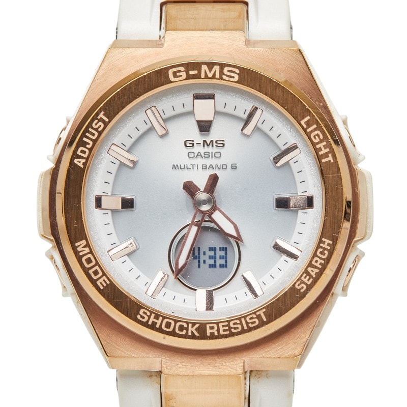 カシオ Baby-G G-MS ベビーG ジーミズ 腕時計 MSG-W200G クオーツ シルバー文字盤 シリコン メタル レディース CASIO 【中古】