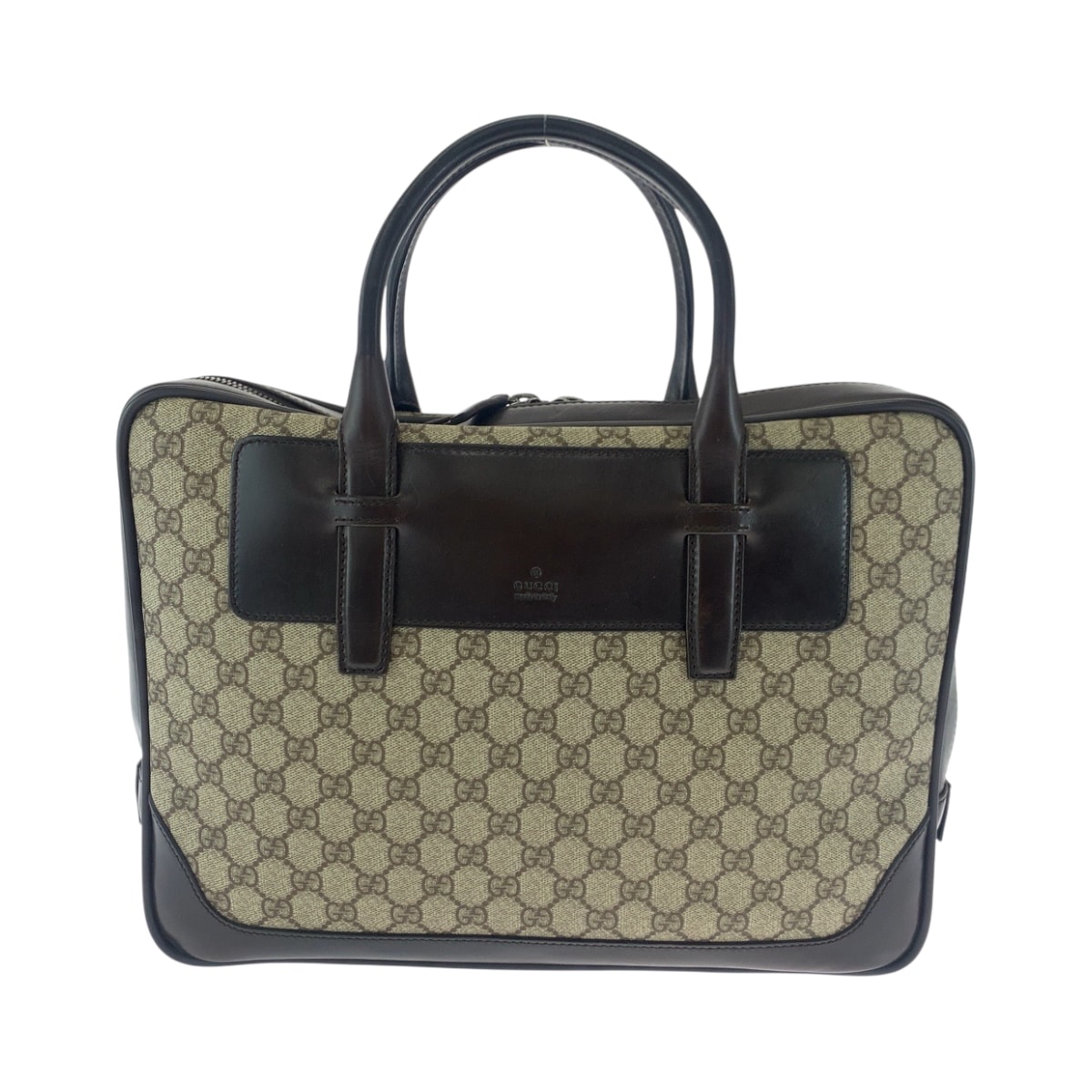 美品 GUCCI グッチ ベージュ ブラウン シルバー金具 GGスプリームキャンバス レザー/ ビジネスバッグ ブリーフケース 503108 【中古】