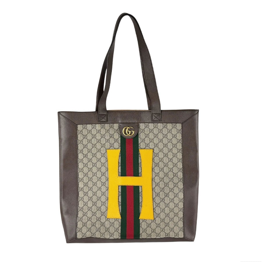 グッチ GUCCI ハンドバッグ トートバッグ オフィディア GGスプリームキャンバス/レザー ブラウン/イエロー ユニセックス 539720【中古】 z11005