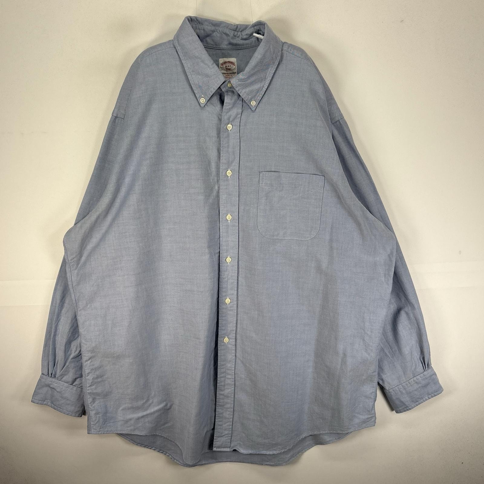 古着 ブルックスブラザーズ Brooks Brothers 長袖シャツ ボタンダウン 胸ポケット 2XL  ブルー系 無地 メンズ