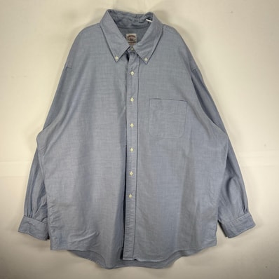古着 ブルックスブラザーズ Brooks Brothers 長袖シャツ ボタンダウン 胸ポケット 2XL ブルー系 無地 メンズ