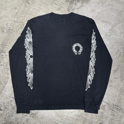 CHROME HEARTS HORSESHOE FLORAL CROSS 長袖Tシャツ