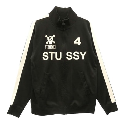STUSSY ステューシー ナンバリングロゴ スカルプリント サイドライン トラックジャケット ブラック系 M【中古】
