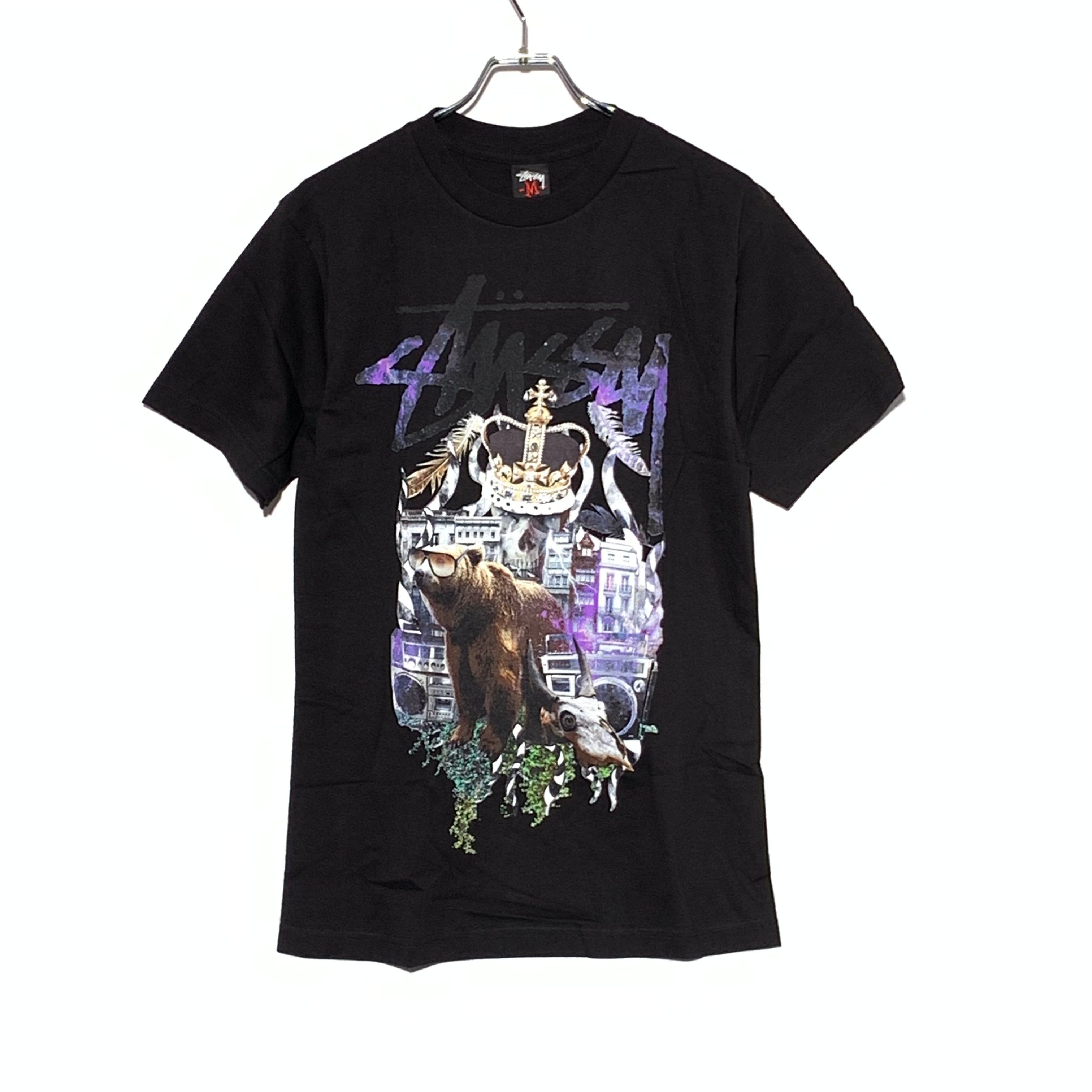 フロントベアプリント クルーネック半袖Tシャツ